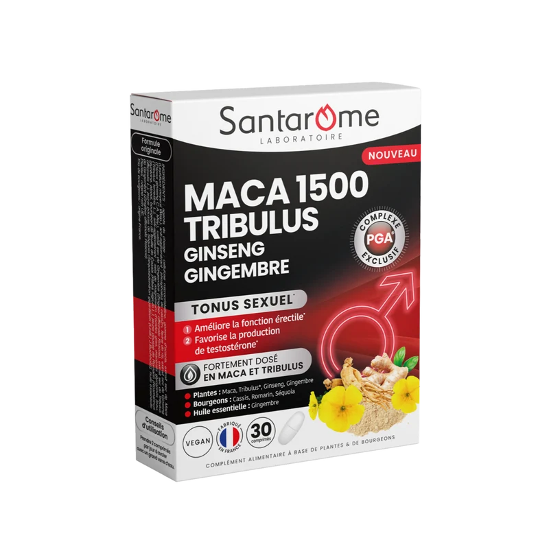 Maca 1500 Tribulus Ginseng Gingembre - 30 comprimés