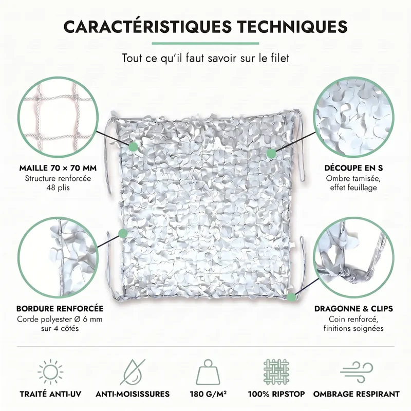 Rideau en filet de camouflage
