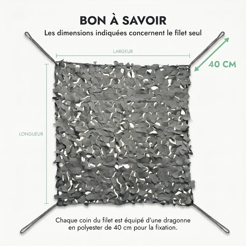 Filet de camouflage renforcé gris