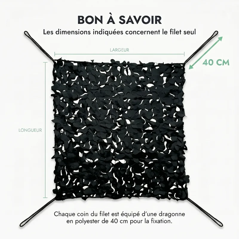 Filet de camouflage renforcé noir