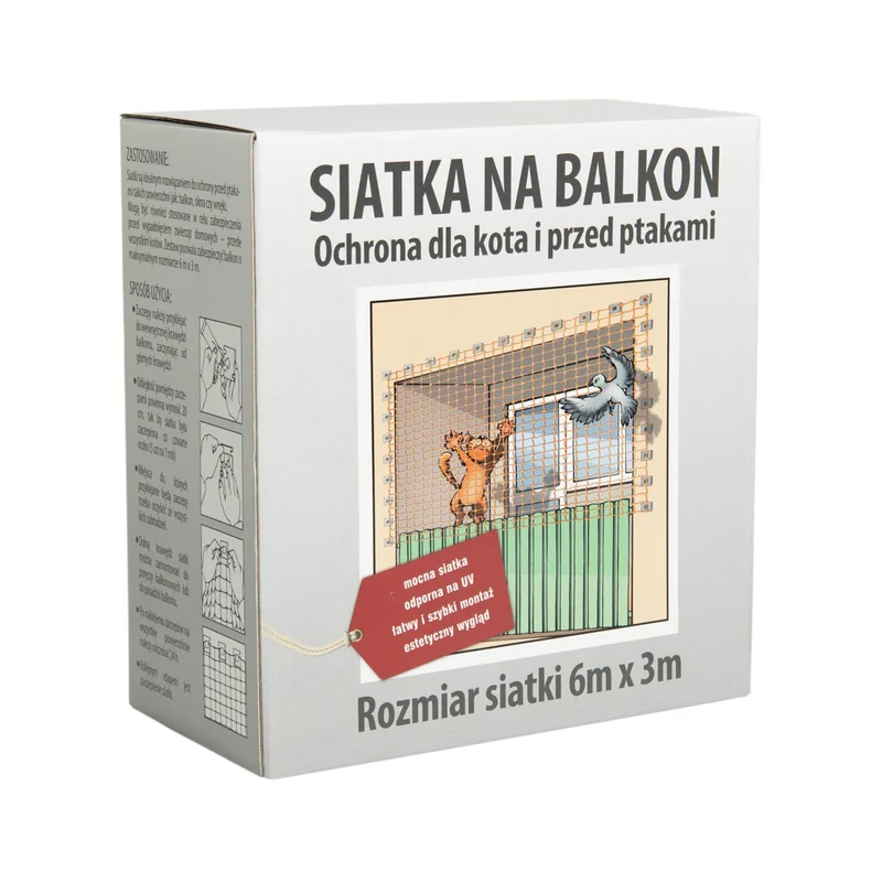 Netz für den Balkon gegen Vögel, Tauben und Katzen 6x3 m + Montageset