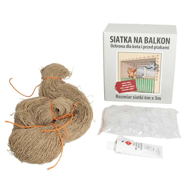 Netz für den Balkon gegen Vögel, Tauben und Katzen 6x3 m + Montageset