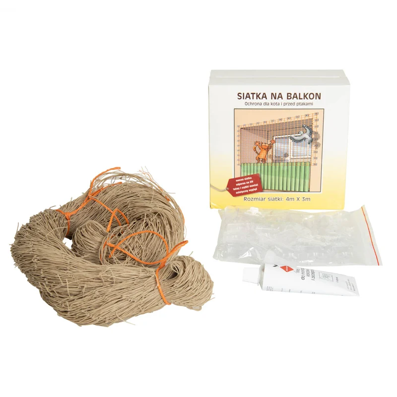 Netz für den Balkon gegen Vögel, Tauben und Katzen 4x3 m + Montageset