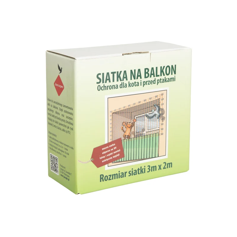 Netz für den Balkon gegen Vögel, Tauben und Katzen 3x2 m + Montageset