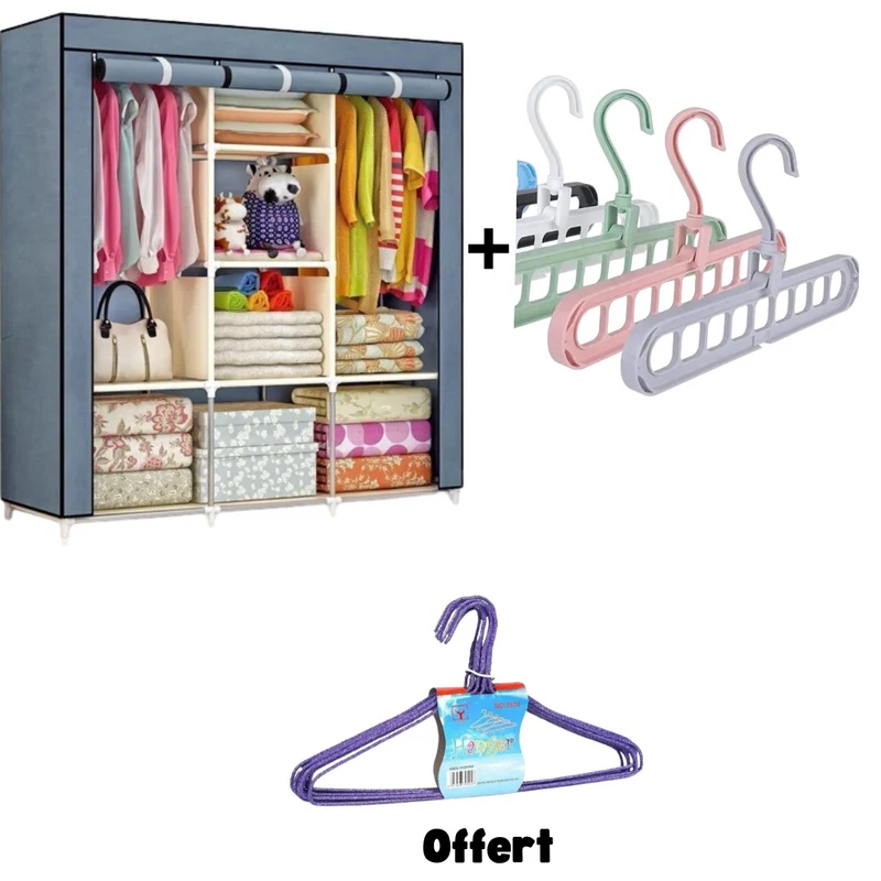 Armoire 3 Battants plus 4 porte cintre plus lot de 10 cintres offert