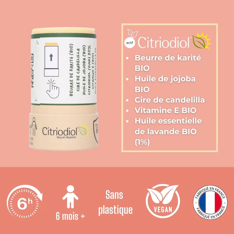 Tiger Repel Sérénité – Répulsif Anti-Moustique Stick Naturel au Citriodiol 60g