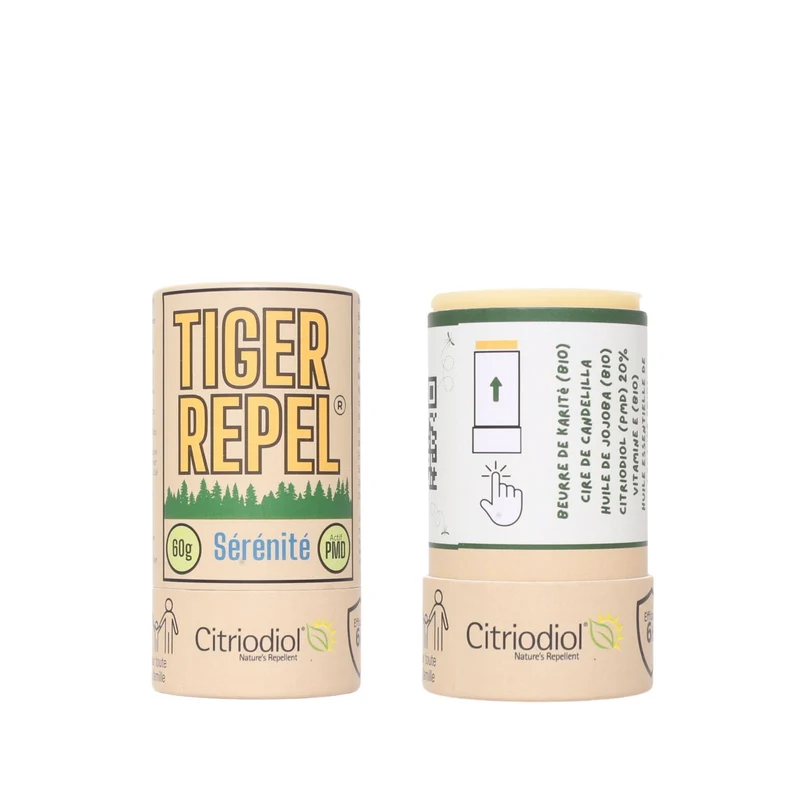 Tiger Repel Sérénité – Répulsif Anti-Moustique Stick Naturel au Citriodiol 60g