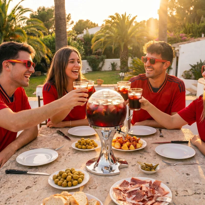 Pack Dispensador de Cerveza Refrigerante InnovaGoods y 2 Gafas de Sol Enrollables Sunfold Spain Red
