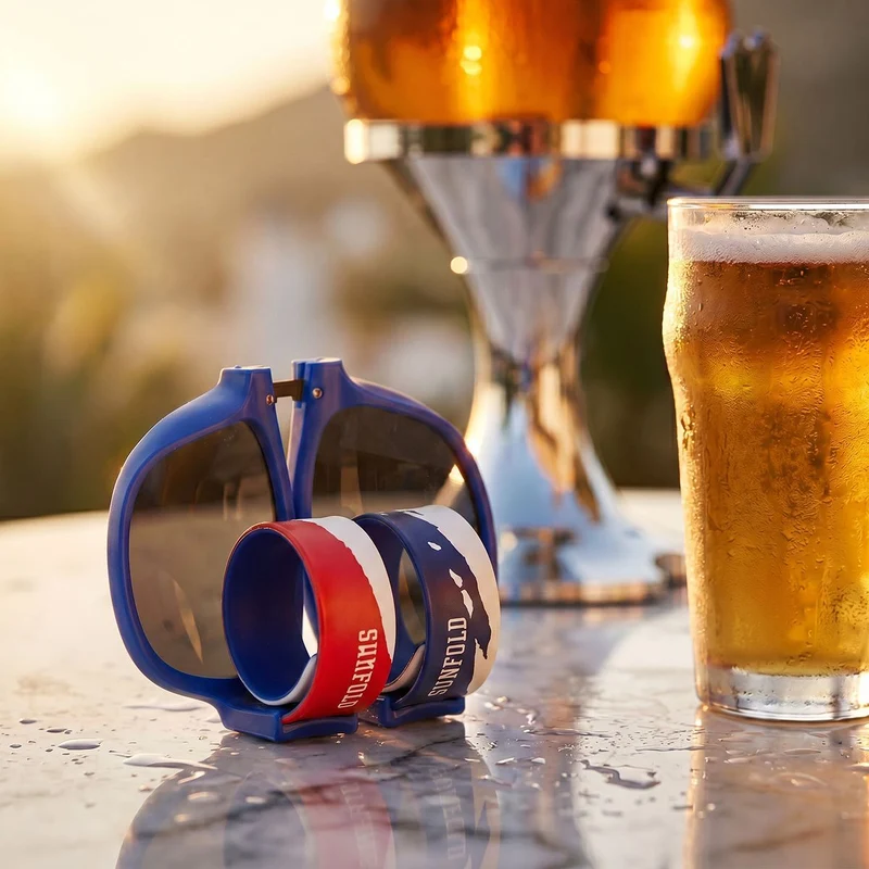 Pack Dispensador de Cerveza Refrigerante InnovaGoods y 2 Gafas de Sol Enrollables Sunfold France