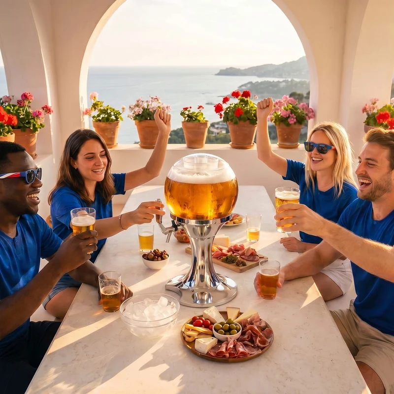 Pack Dispensador de Cerveza Refrigerante InnovaGoods y 2 Gafas de Sol Enrollables Sunfold France