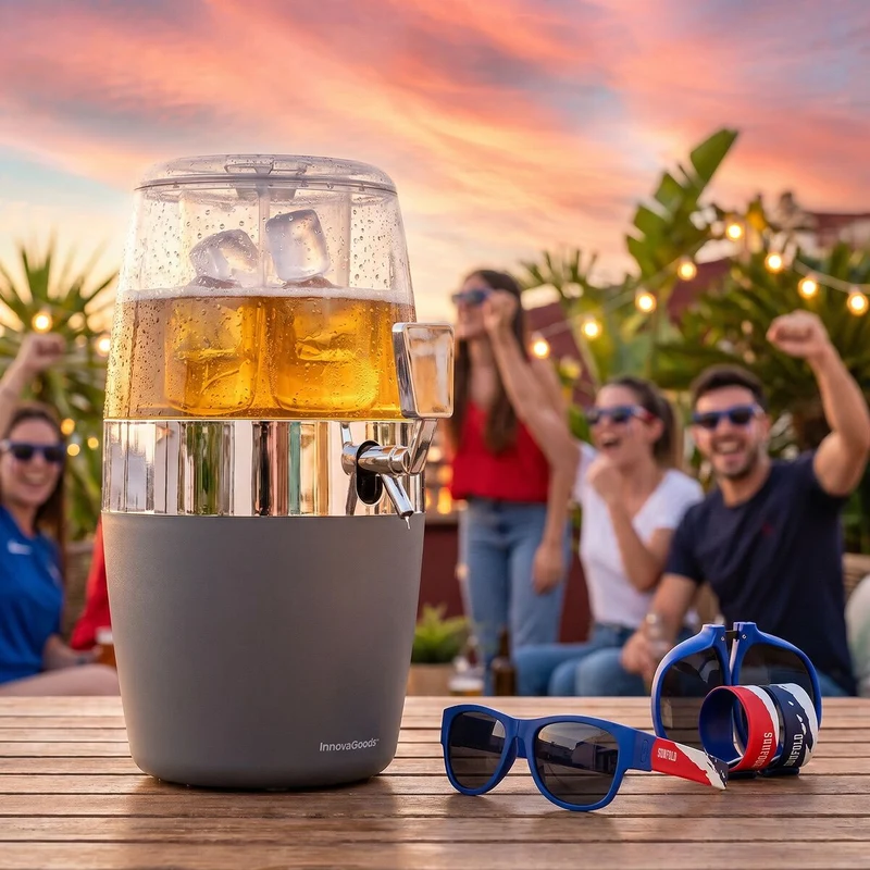 Pack Dispensador de Cerveza Refrigerante InnovaGoods y 2 Gafas de Sol Enrollables Sunfold France
