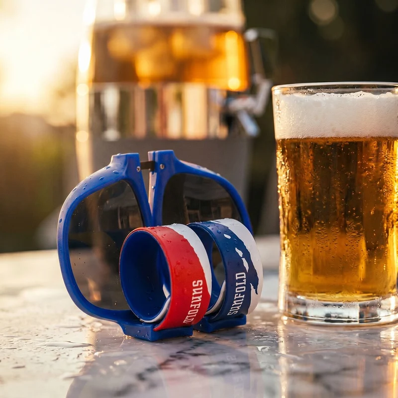 Pack Dispensador de Cerveza Refrigerante InnovaGoods y 2 Gafas de Sol Enrollables Sunfold France