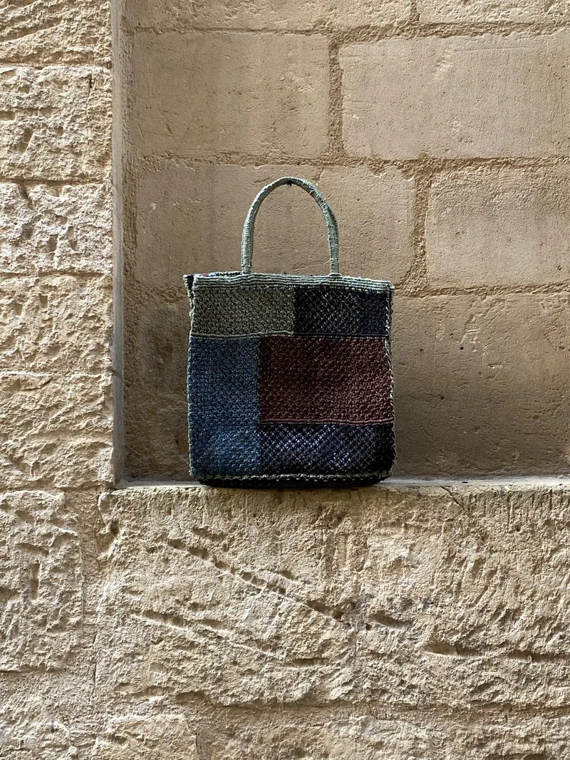 Sac Jute macramé Patchwork black