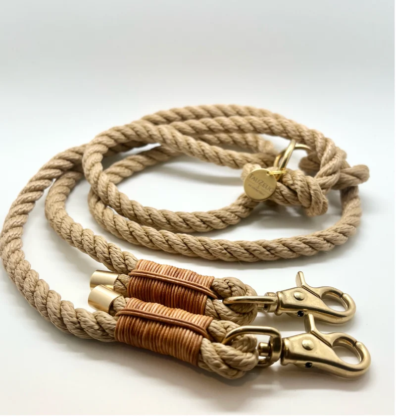 Laisse en Corde beige et naturel