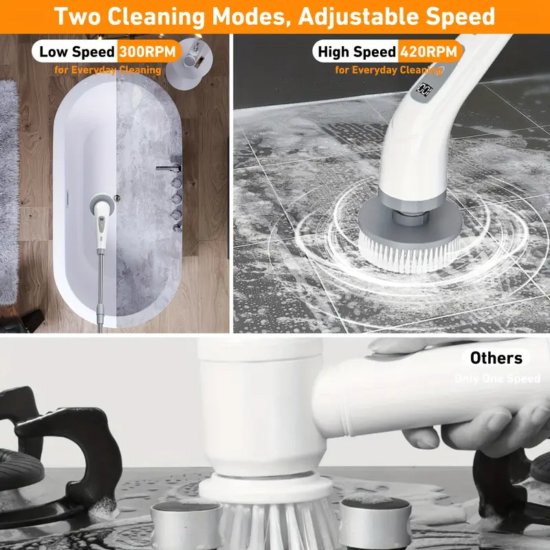 Électrique Spin Scrubber – Brosse de Nettoyage Sans Fil avec Double Vitesse