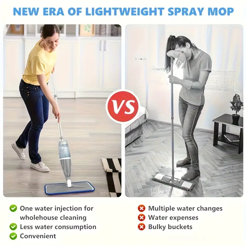 Serpillière à Pulvérisation – Balai Plat Microfibre avec Bouteille Réutilisable