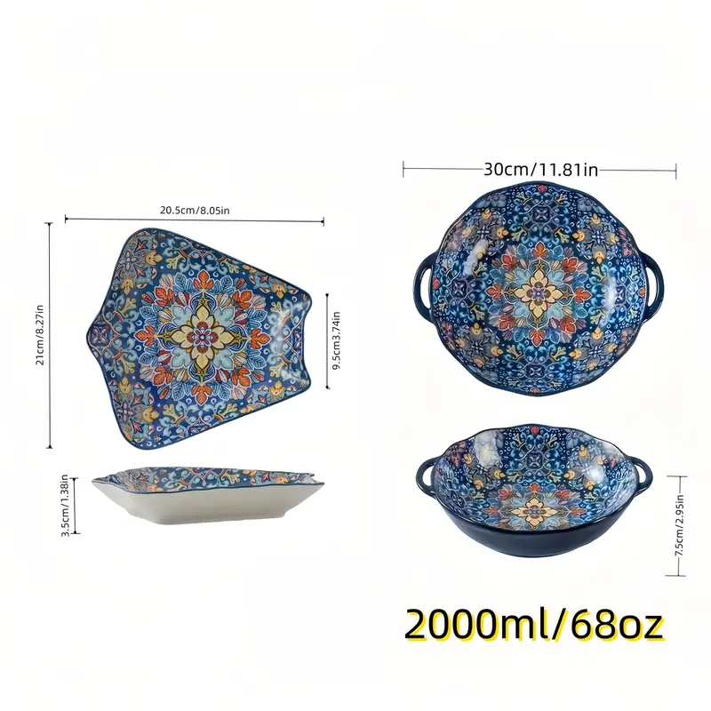 Ensemble de Plateaux et Bols en Céramique Style Bohème