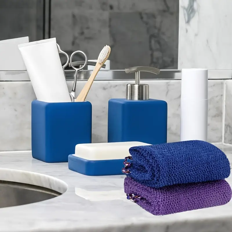 Lot de 4 Éponges Exfoliantes Africaines – Gommage Long en Filet avec Cordon