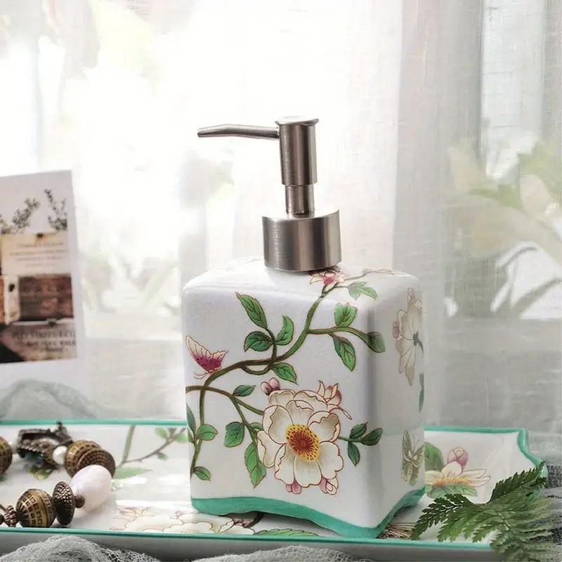 Distributeur de Savon Vintage en Céramique | Rechargeable & Élégant - 410 ml