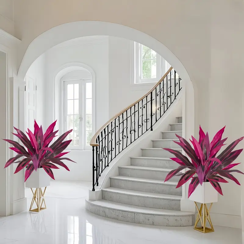 Lot de 2 Fougères Artificielles Violettes Boston & Feuilles de Monstera