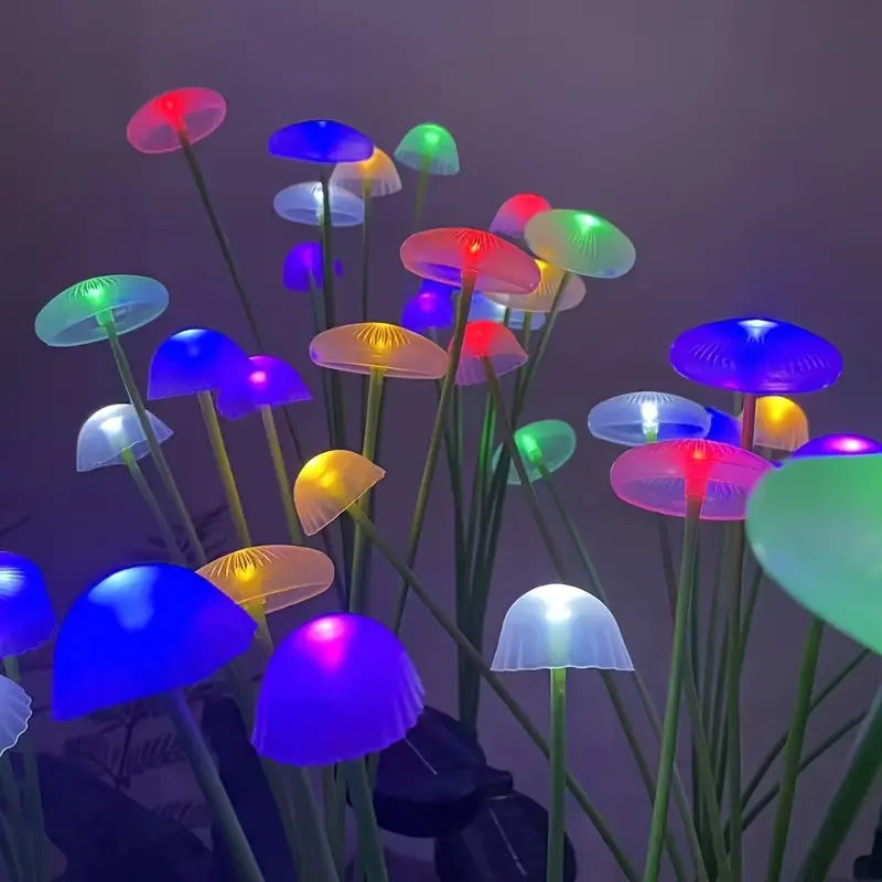 Lumières Solaires à Champignons – avec Capteur de Lumière Intelligent pour Jardin et Chemin