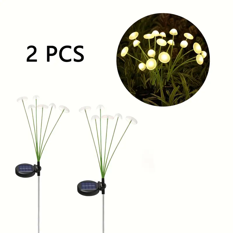 Lumières Solaires à Champignons – avec Capteur de Lumière Intelligent pour Jardin et Chemin