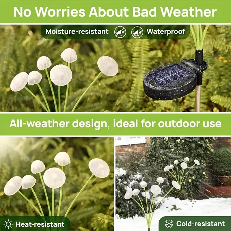 Lumières Solaires à Champignons – avec Capteur de Lumière Intelligent pour Jardin et Chemin