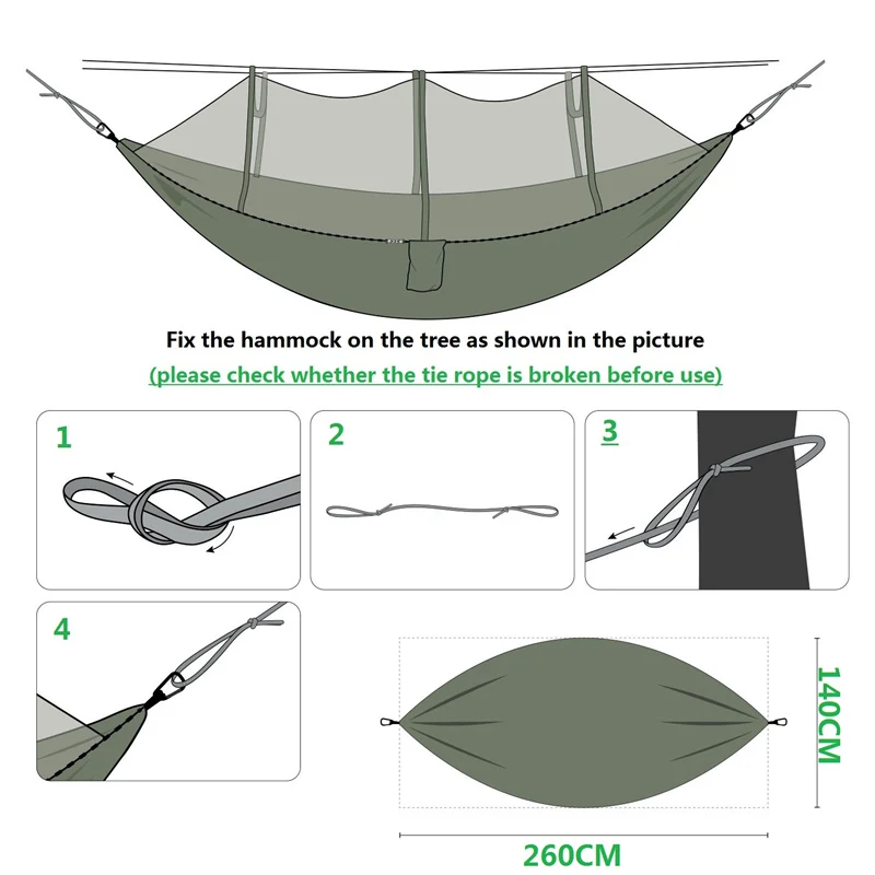 Hamac de Camping Aérien avec Moustiquaire – Confort et Protection en Plein Air