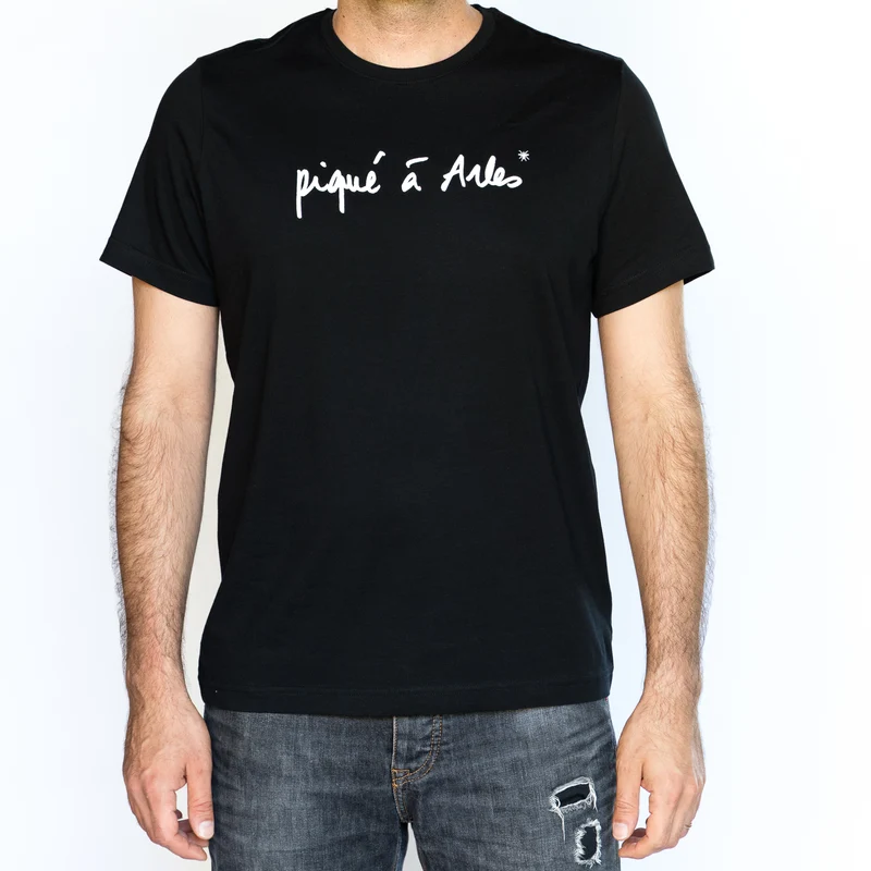 T-shirt manches courtes noir Homme - Piqué à Arles