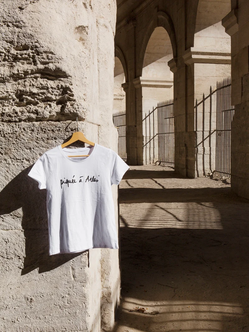 T-shirt manches courtes blanc Femme - Piquée à Arles