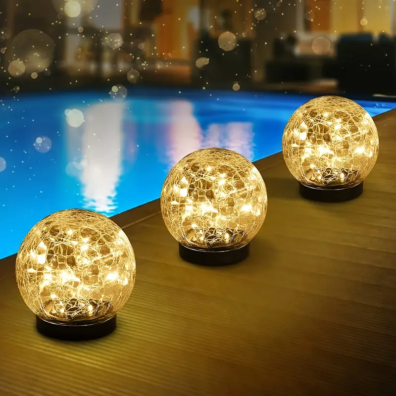 Lumières Solaires LED d’Extérieur avec Boule Craquelée