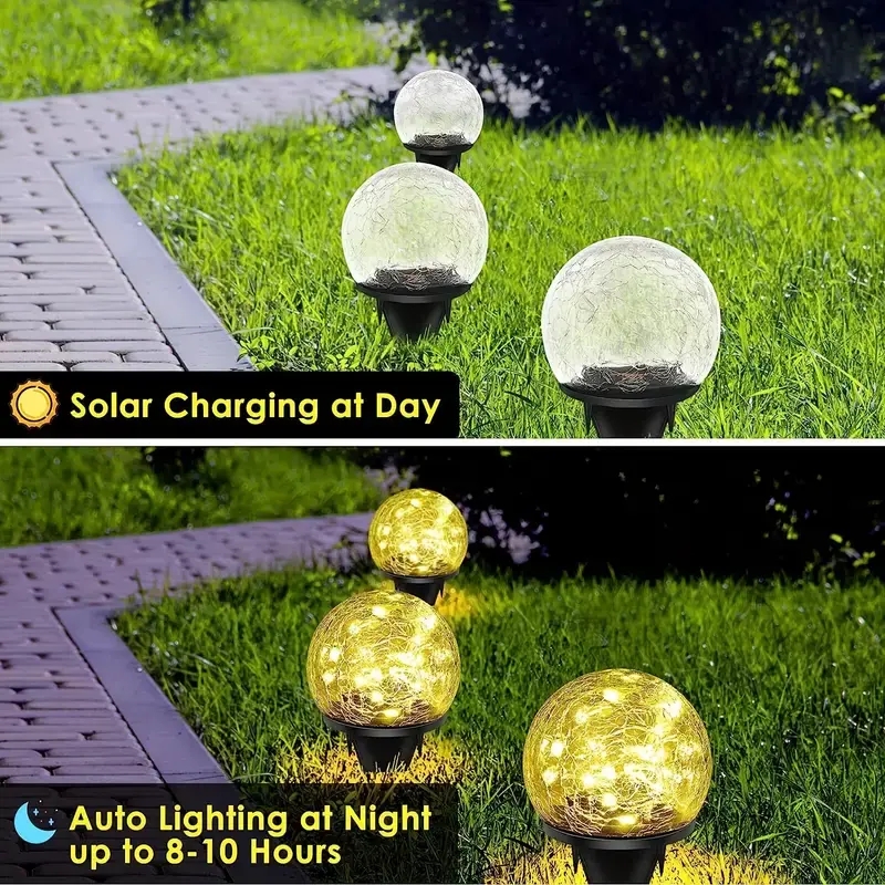 Lumières Solaires LED d’Extérieur avec Boule Craquelée