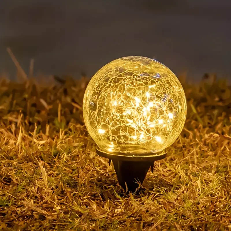Lumières Solaires LED d’Extérieur avec Boule Craquelée