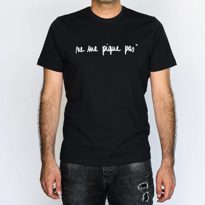 T-shirt manches courtes noir Homme - Ne me pique pas