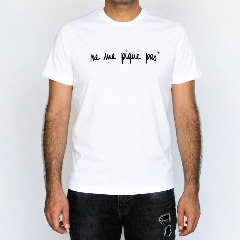 T-shirt manches courtes blanc Homme - Ne me pique pas