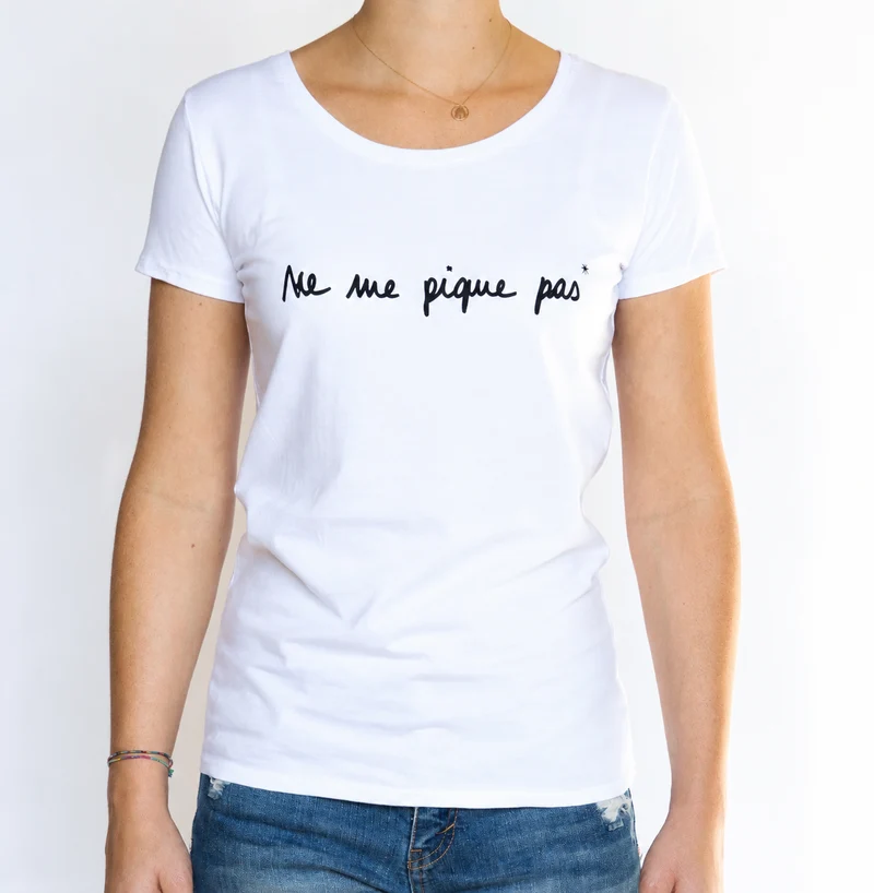 T-shirt manches courtes blanc Femme - Ne me pique pas