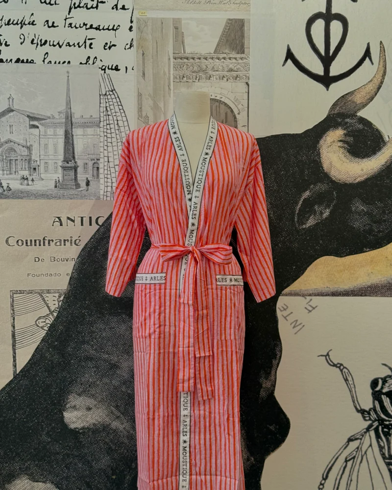 Peignoir Moustique orange & rose