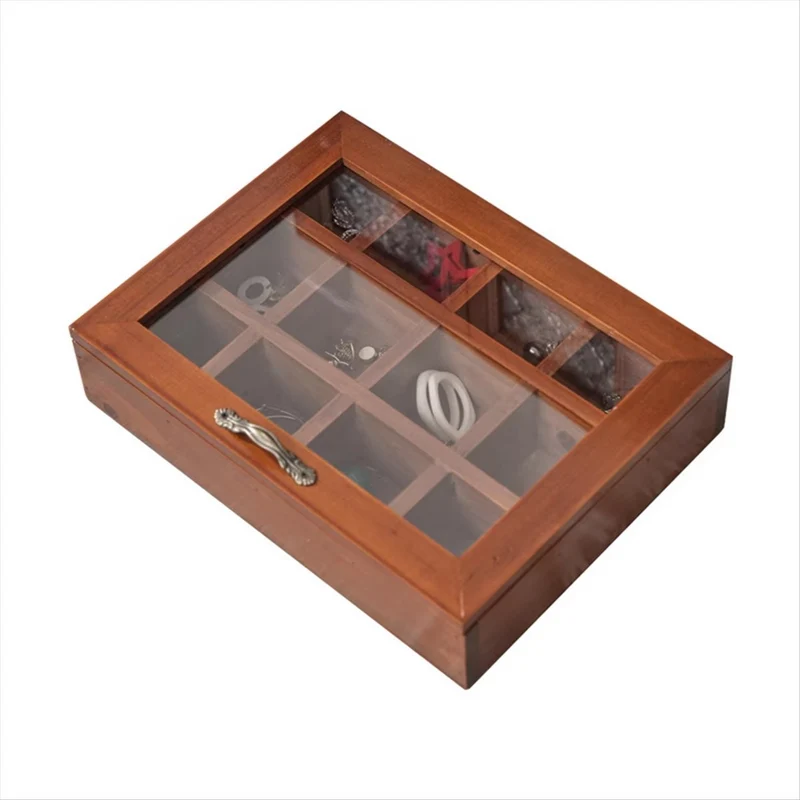 Boîte de Rangement en Bois avec 12 Compartiments