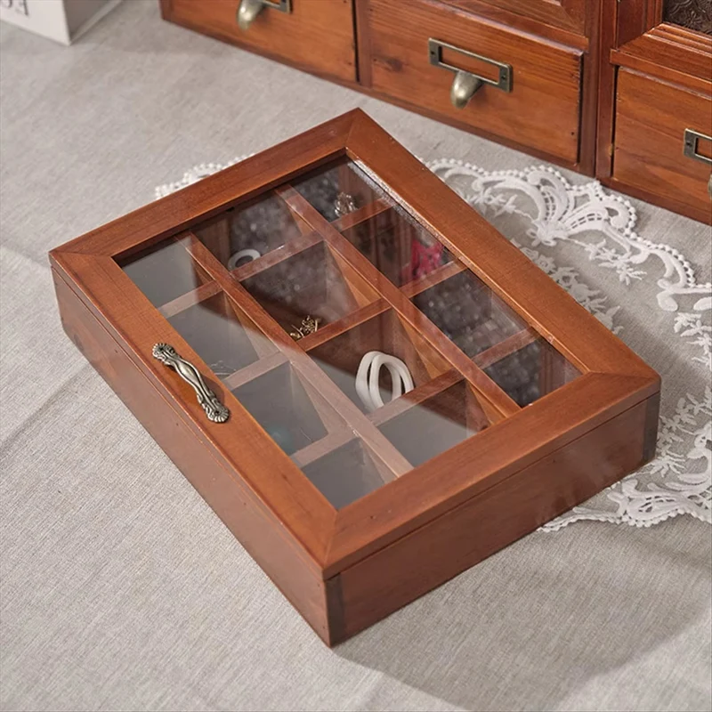 Boîte de Rangement en Bois avec 12 Compartiments