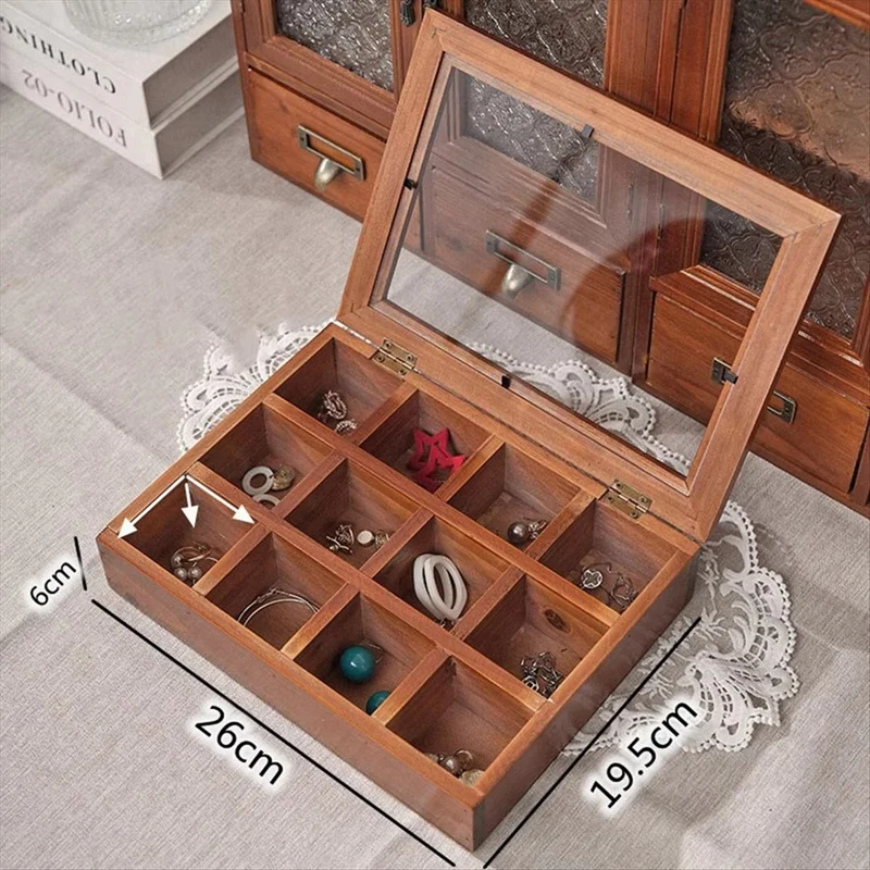 Boîte de Rangement en Bois avec 12 Compartiments