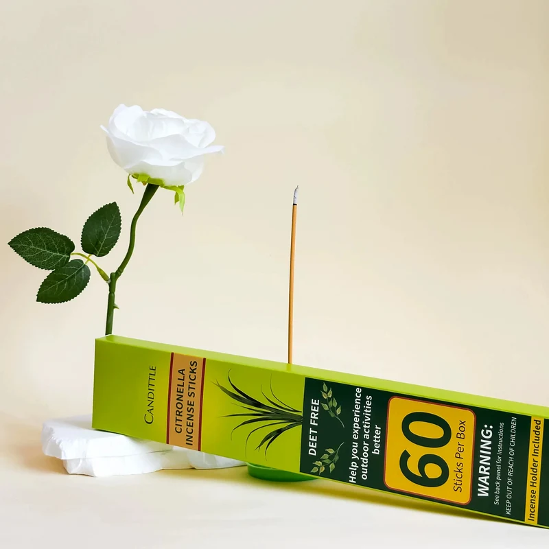 Bâton d'Encens Anti-Moustiques à la Citronnelle - Naturel et Sûr pour l'Extérieur