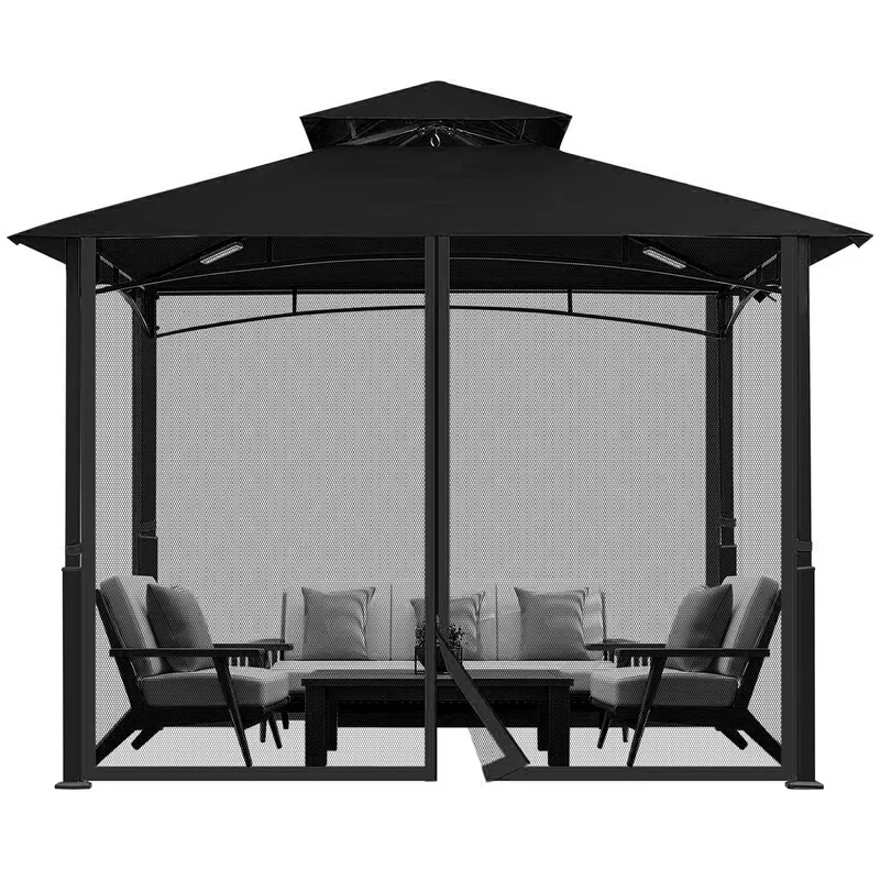 Moustiquaire Universelle pour Gazebo à Quatre Portes - Protection Anti-Insectes pour Pavillon de Jardin