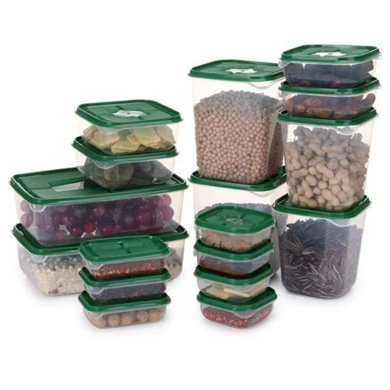 Lot 17 Bols de Conservation Plastique Hermétiques avec Couvercles - Rangement Cuisine & Frigo