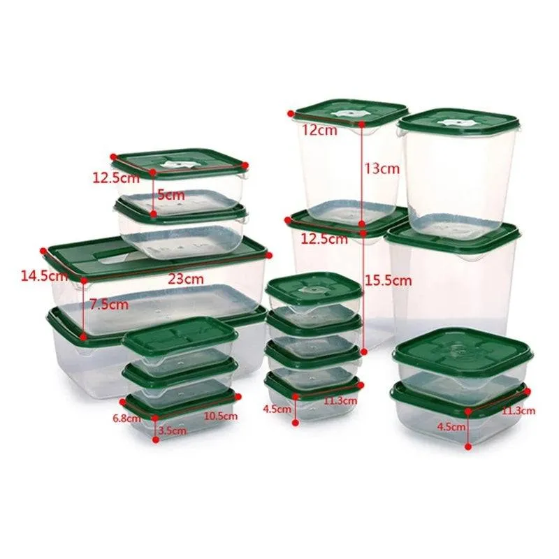 Lot 17 Bols de Conservation Plastique Hermétiques avec Couvercles - Rangement Cuisine & Frigo