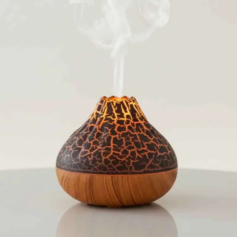 Humidificateur d'Air Volcan 300ml - Design Craquelé & Bois