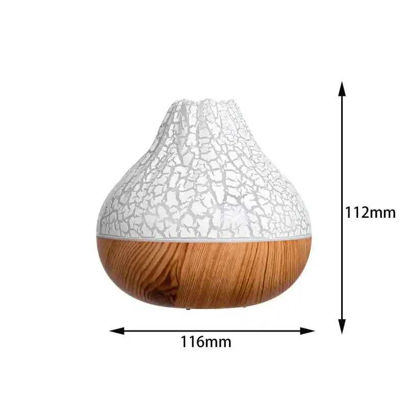 Humidificateur d'Air Volcan 300ml - Design Craquelé & Bois