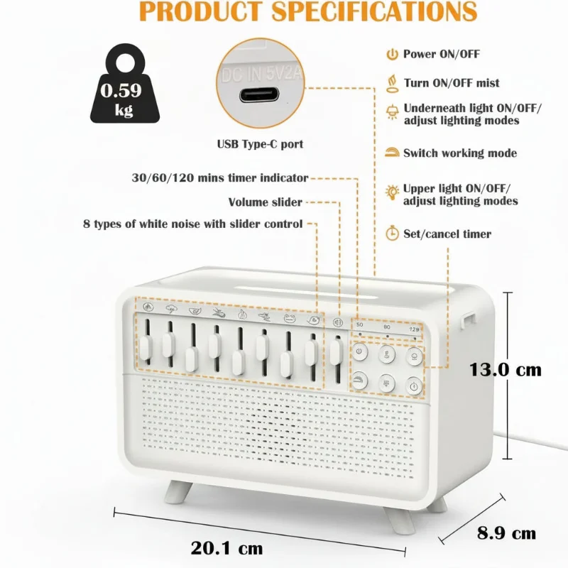 Diffuseur Bruit Blanc Bluetooth Aromathérapie