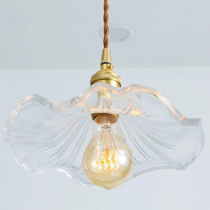 Suspension Fleur d’Hibiscus – Lampe Design en Verre Soufflé