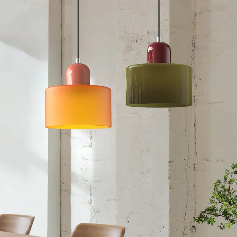 Luminaire Scandinave En Verre Coloré Long
