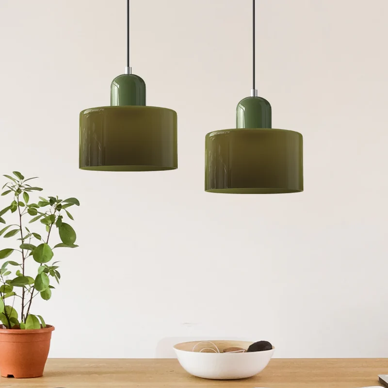 Luminaire Scandinave En Verre Coloré Long